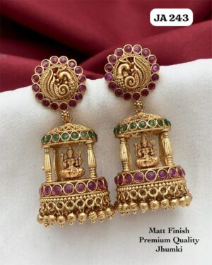 Beautiful Jumka with Peacock and God Lakshmi Design