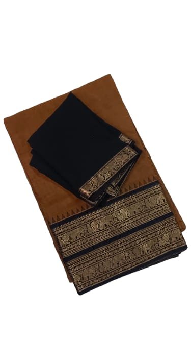 Mustard-Navy Blue-half-saree-chettinad-cotton2