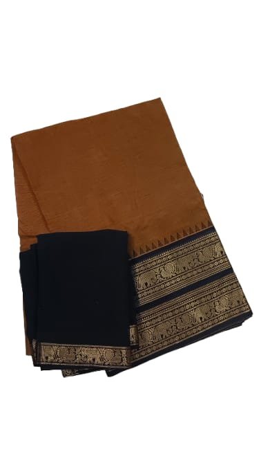 Mustard-Navy Blue-half-saree-chettinad-cotton4