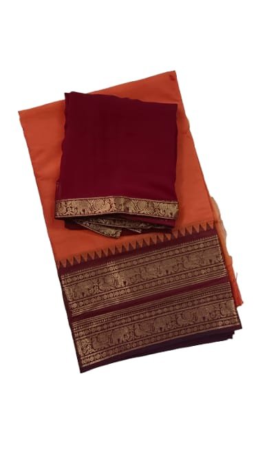 Orange Maroon Half Saree